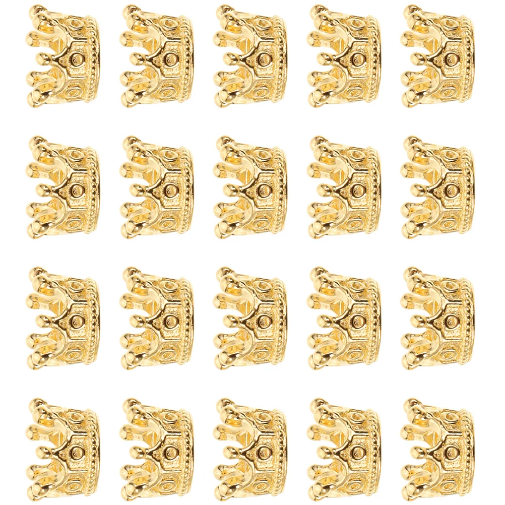 60 Pcs DIY Accessories Crown-Shape Charms Necklace Jewelry Pendants Golden Mini Crowns Crafts Earrings Bracelet Accessories
