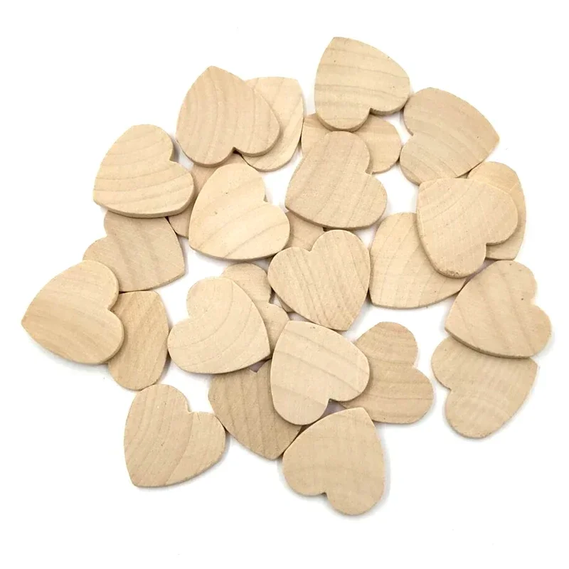 

50/100pcs Wood Heart Shaped Unfinished Wood Cutout Chips Wooden Heart Ornaments for Birthday Wedding Christmas Decoration