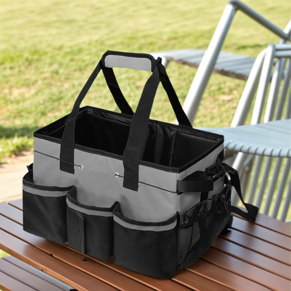 

Cleaning Caddy Bag with Multi-pockets Large Cleaning Supplies Organizer Detachable Divider Kitchen Cleaning Supplies Storage Bag