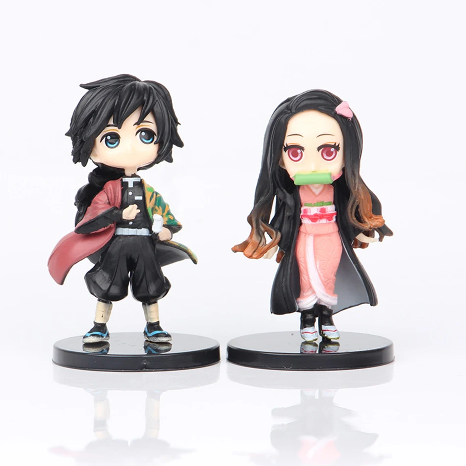 6 peças/set anime diabo assassino boneca kimetsu não yaiba boneca q-versão tanjiro tanjiro nezuki izumi no tsubasa boneca brinquedo 7cm