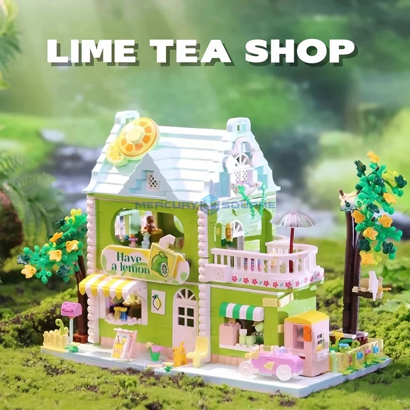 Lemon Tea Shop Model Blocks MOC 612003 Cold Drink Store Creative Ideas City Street View Building Bricks Toy Gift Collection Set