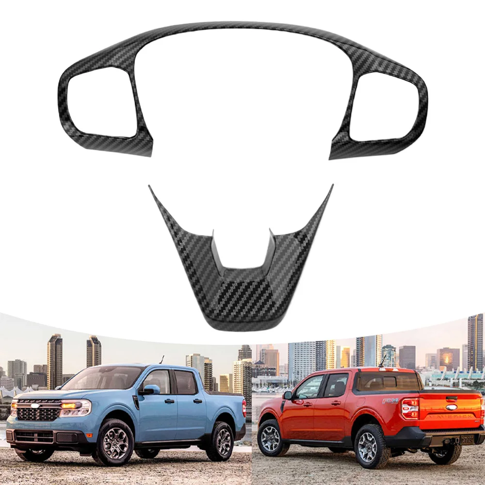 

Накладка на руль автомобиля для Ford Maverick 2022-2024 ABS, имитация углеродного волокна, 2 шт., защитные аксессуары для интерьера