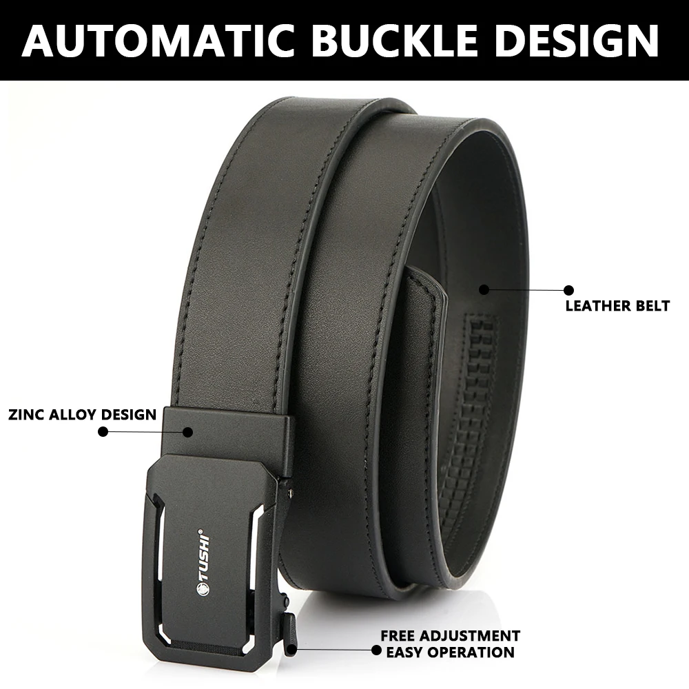 TUSHI New Gun Hanging Mens Belt Genuine Leather Luxury Tactical Belt Male Metal Automatic Buckle Designer Waist Military Belt