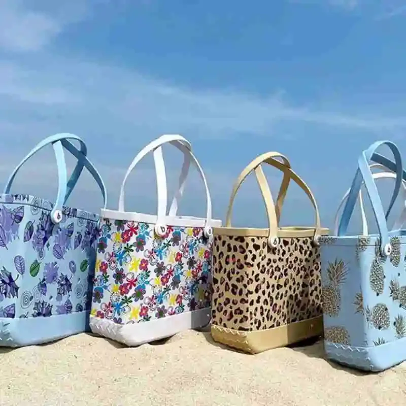 L/XL Large Beach Bogg Bags EVA Waterproof Summer Travel Extra Large Rubber Tote Shoulder Handbags Women Shopping Bogg Beach Bags