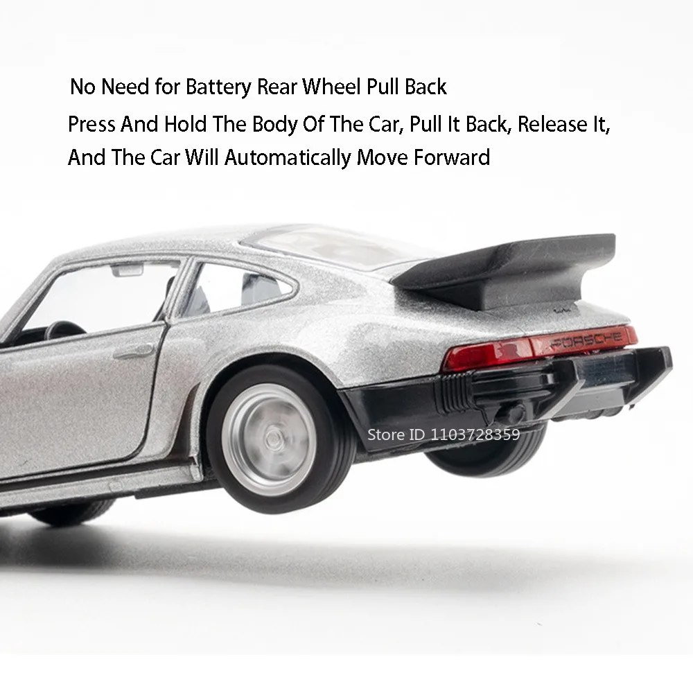 1:36 Porsche 911 Turbo 1978 Model Toy Cars Alloy Diecast AE86 Miniature Vehicles Doors Opened Pull Back Exquisite Interior Gifts