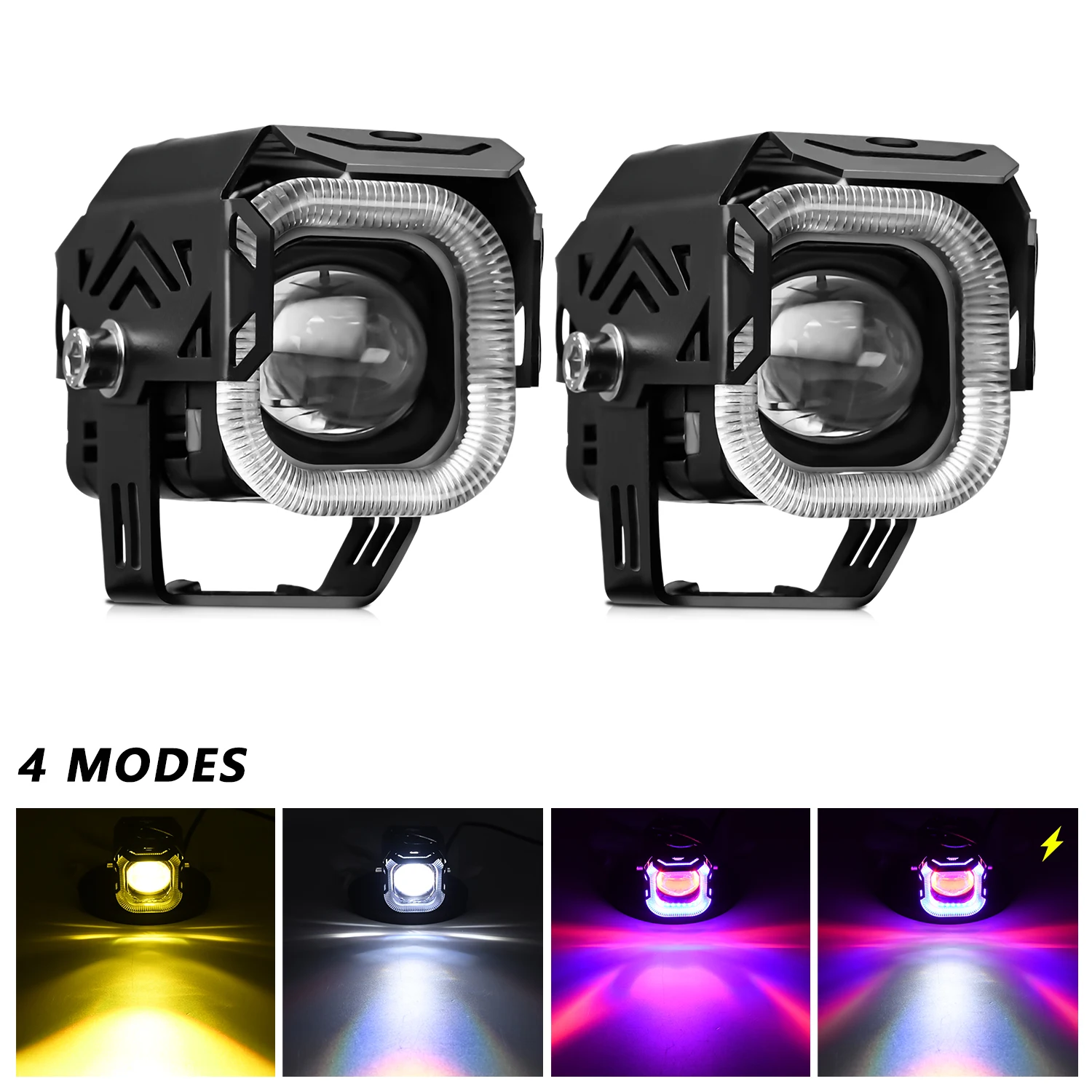 2pcs 4000LM Super Bright Motorcycle LED Driving Spotlight for Scooter ATV UTV Tractor Truck DRL Auxiliary Warning Work Light