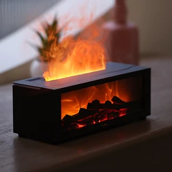 USB Fireplace Aroma Diffuser & Humidifier - 5.07oz Soundwave technology Essential Oil Mist Maker with Colorful Flame Night Light