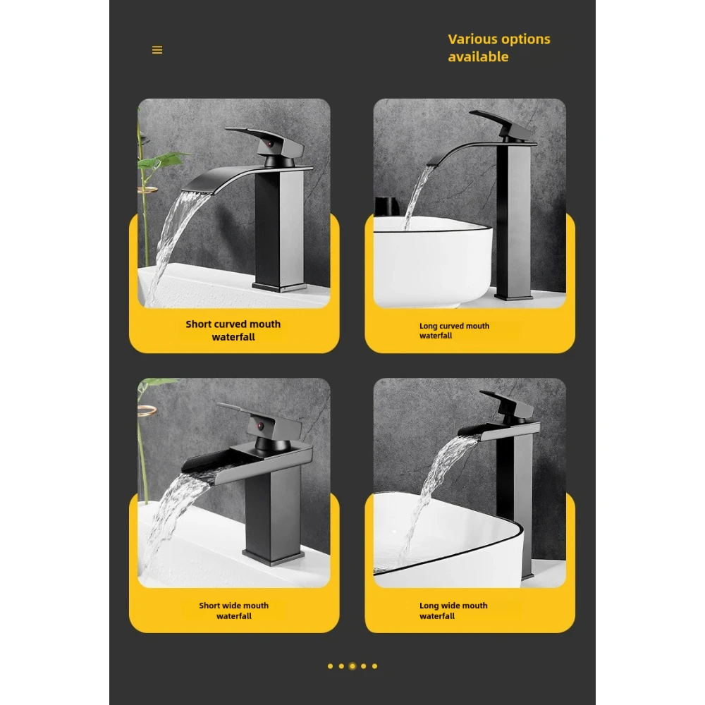 

grifo lavabo cascada Waterfall Wash Basin Stainless Steel High And Low Faucet Black Hot And Cold Toilet Wash Basin Bathroom Home