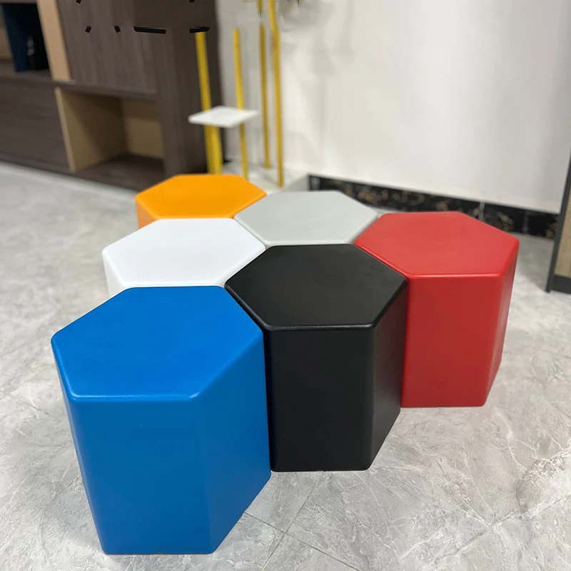 Simple Plastic Stool Hexagonal Stool Livingroom Low Stool Small Apartment Shoe Stool Home Decoration Footstool