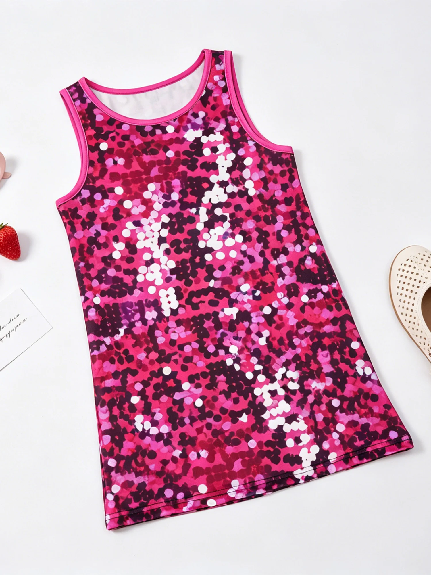 Shiny Sequins Girls Sleeveless Party Dress Sundress Child Birthday Princess Dress for Festivals School Disco Jazz Hip-hop Shows