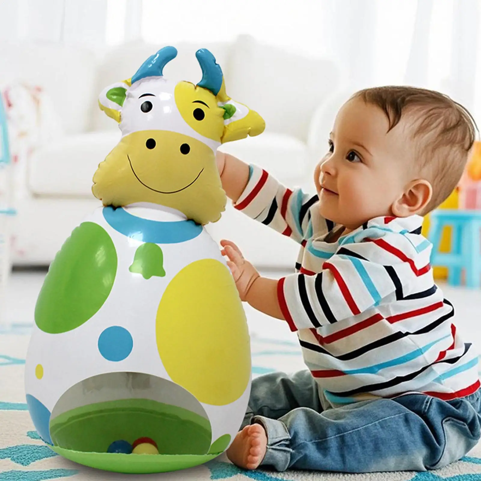 Inflatable Farm Animals 3D Wobble Animal Toy Inflatable Cow Doll Children's Interactive Game For Desk Holiday Classroom Bedroom