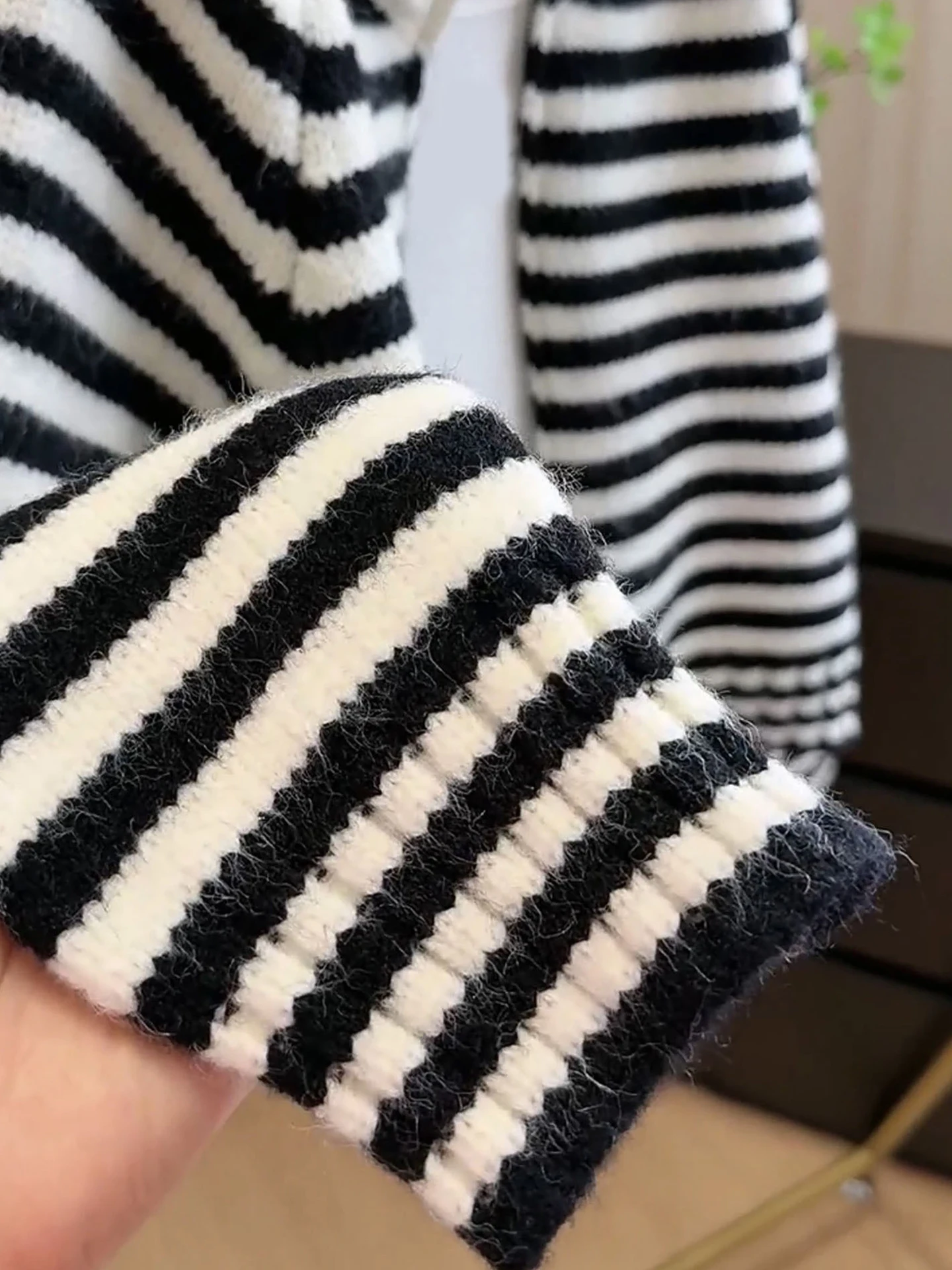 

Striped Korean Sle round Ne Knitted Sweater Double Zipper Long Sve Color Blo Autumn Faion Top for Women