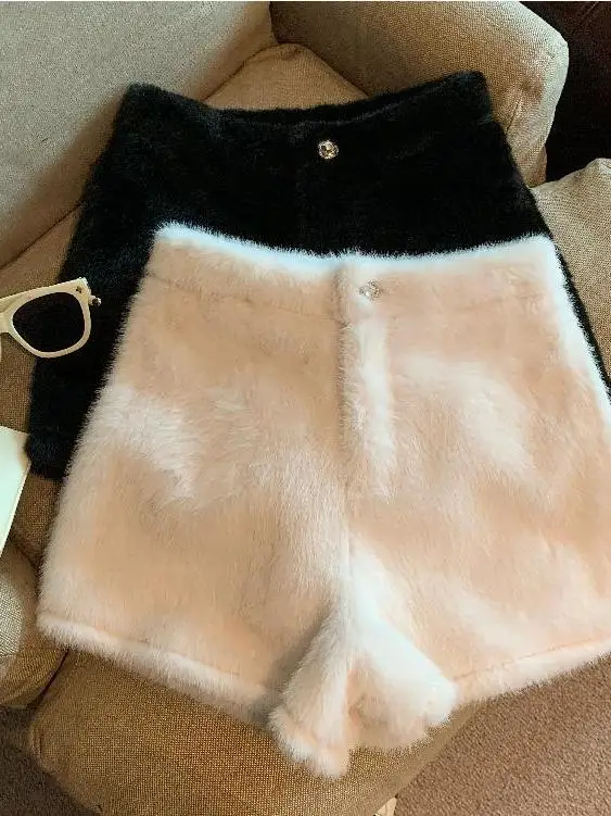 

Lush Thickened Plush Short Pants Women's High Waist Casual Autumn Winter Fashion A-Line Bootcut Pants Straight Leg Trousers