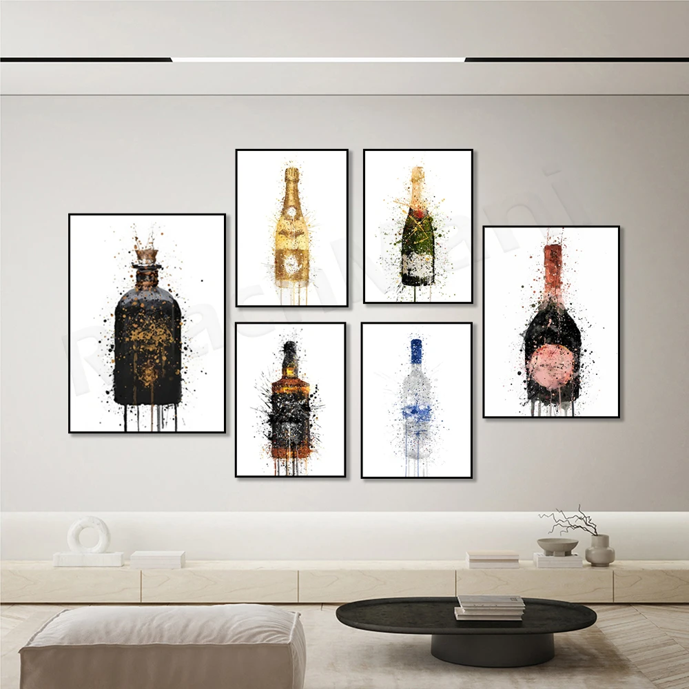 シャンパンアートポスター、ビール、ジン、ウイスキーボトル、シ - Beer Wine Gin のレビューと価格