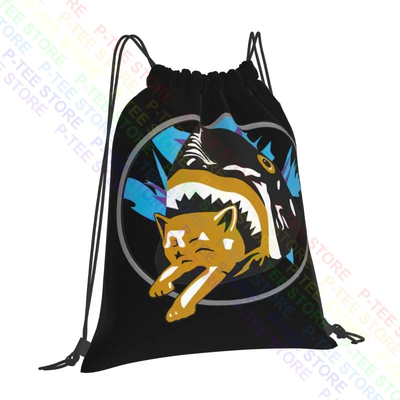 Saul Silver Shark Eats Cat Pineapple Kitten Bite Eating Drawstring Bags Gym Bag Softback 3d Printing