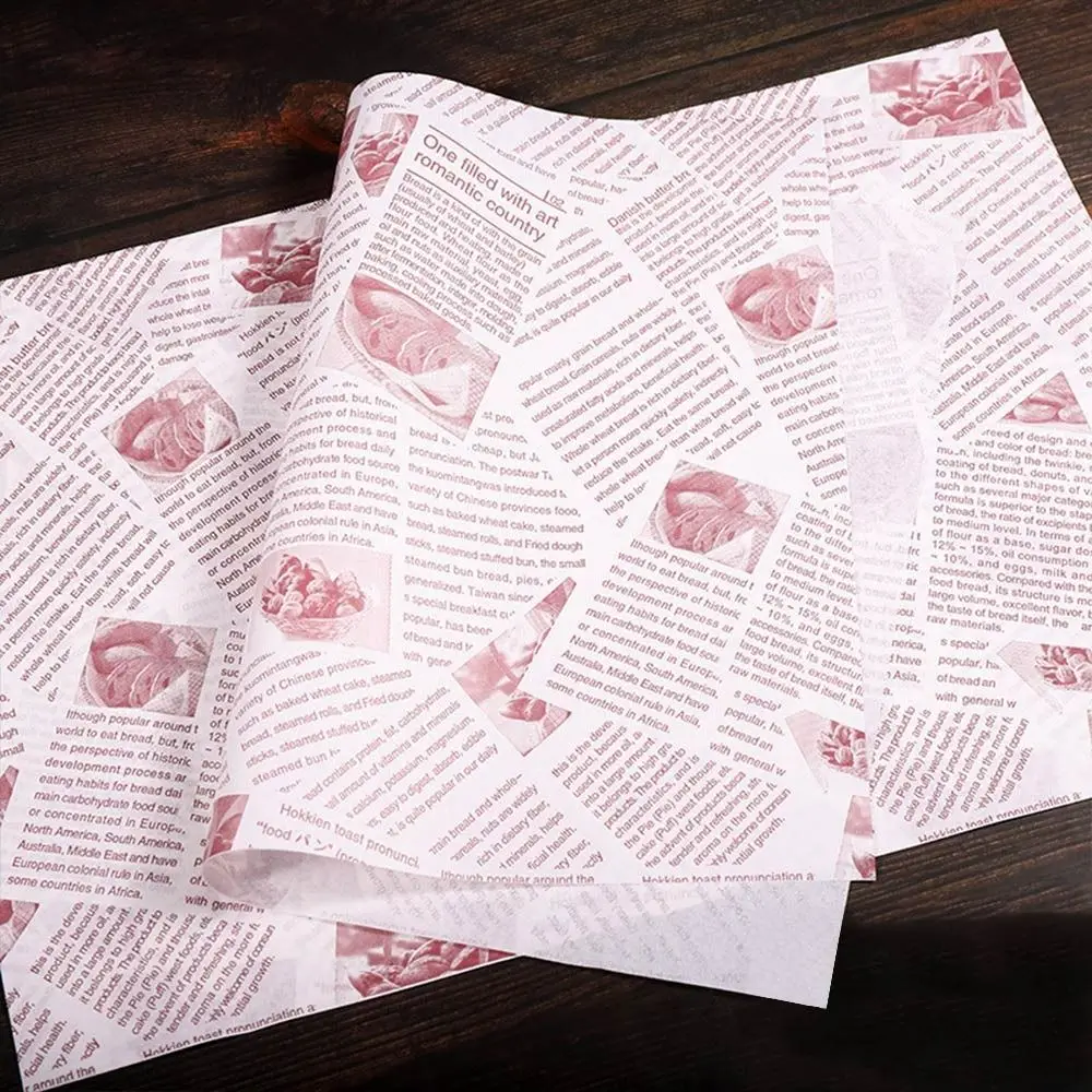Non-stick Newspaper Style Food Wrappers Paper Wrapping Paper Wrapping Paper Wax Paper Oil-proof Baking Paper Food Packaging