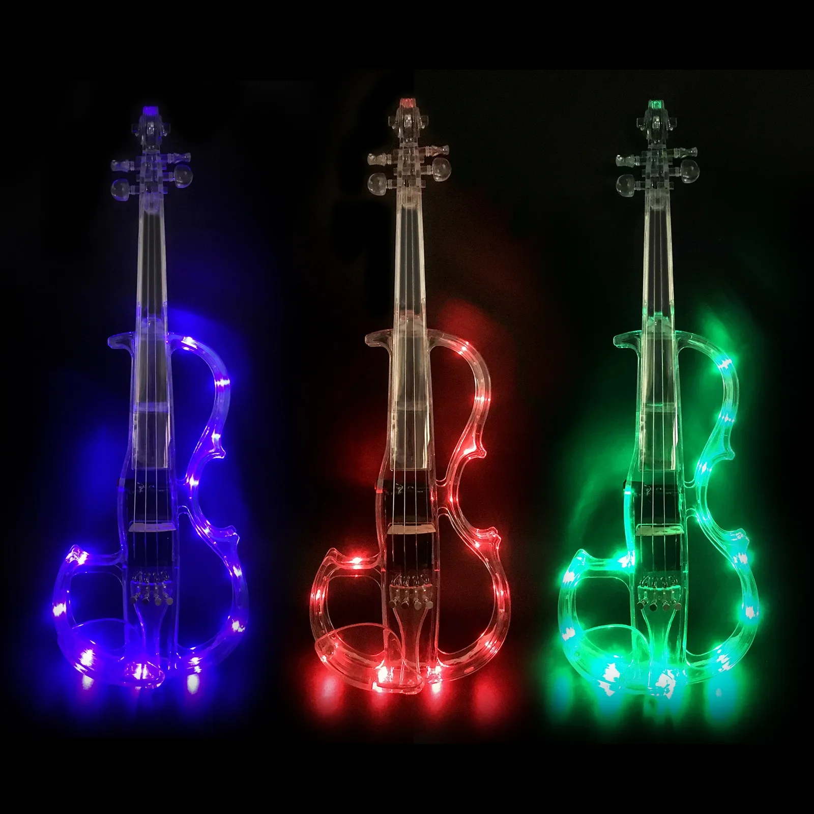 High End 4/4 Electric Acrylic Violin with Transparent Crystal Body and 4 Strings for Stage Performance