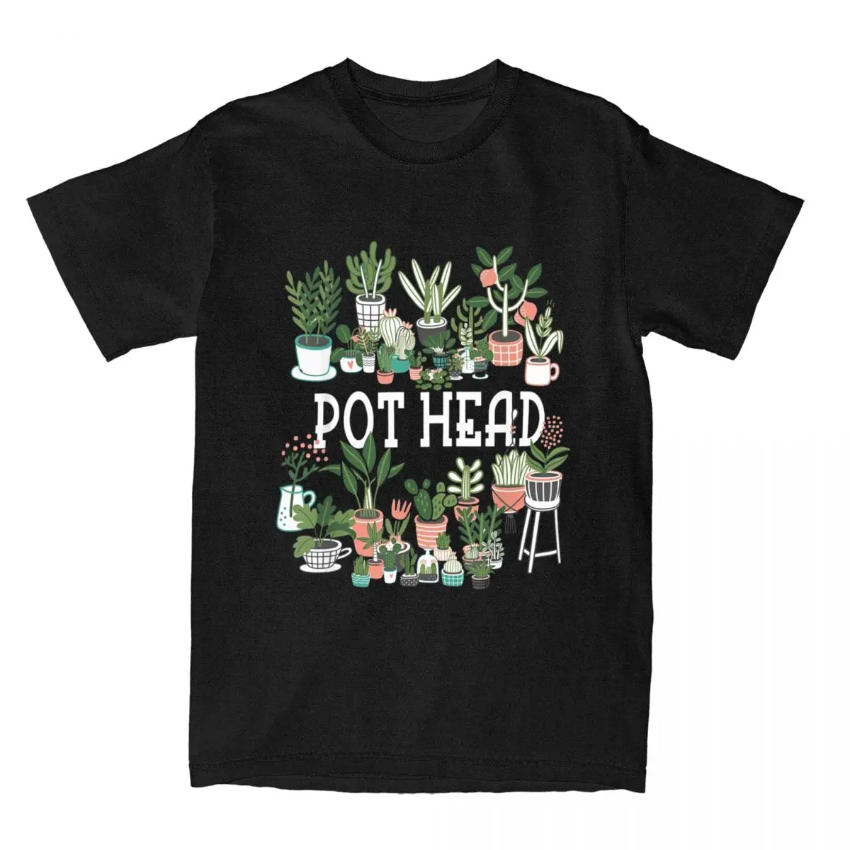 Plant Lover And Gardener Pot Head Succulent T Shirt Men's Cotton Fashion T-Shirt Funny Gardening Garden Tees Clothing Printing