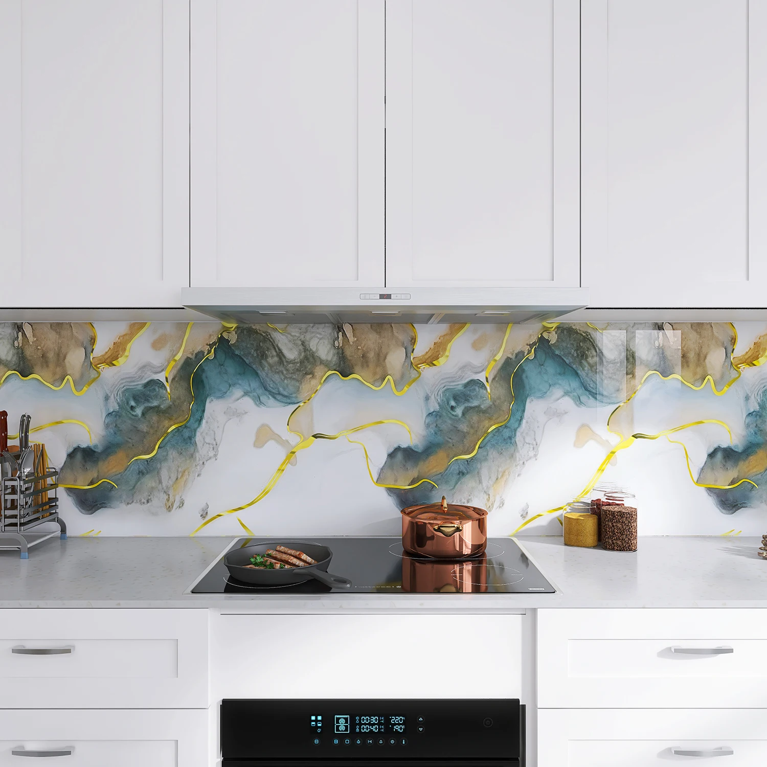 Waterproof Self-Adhesive Marble-Patterned Kitchen Degreaser Sticker Easy To Clean Suitable For Kitchen And Countertop Renovation