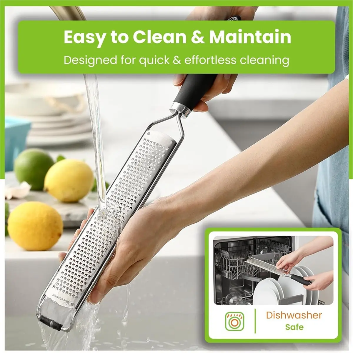 Stainless Steel Lemon Zester & Cheese Grater - Versatile Kitchen Tool for Citrus and More