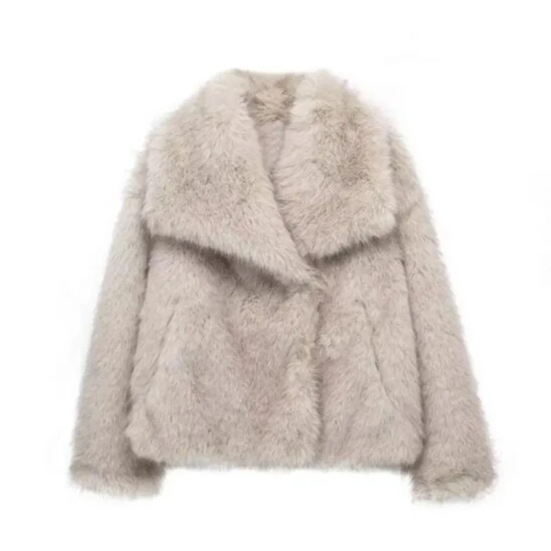 

Faux Fur Cropped Jackets for Women Coats Thick Warm Soft Jacket Woman 2024 Long Sleeve Casual Winter Coat In New Outerwear