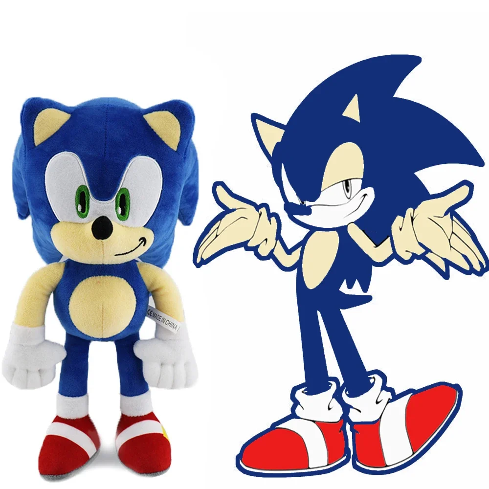 

HOT!30CM High quality Sonic Plush Toy The Hedgehog Knuckles Tails Cute Cartoon Soft Stuffed Doll Birthday Gift for Children