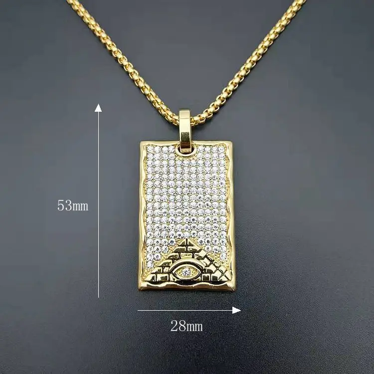 Egyptian Akhnaton Pharaoh Pendant Necklace with rhinestone In Stainless Steel eye Jewelry Charm Tutankhamun Hip Hop Jewellery