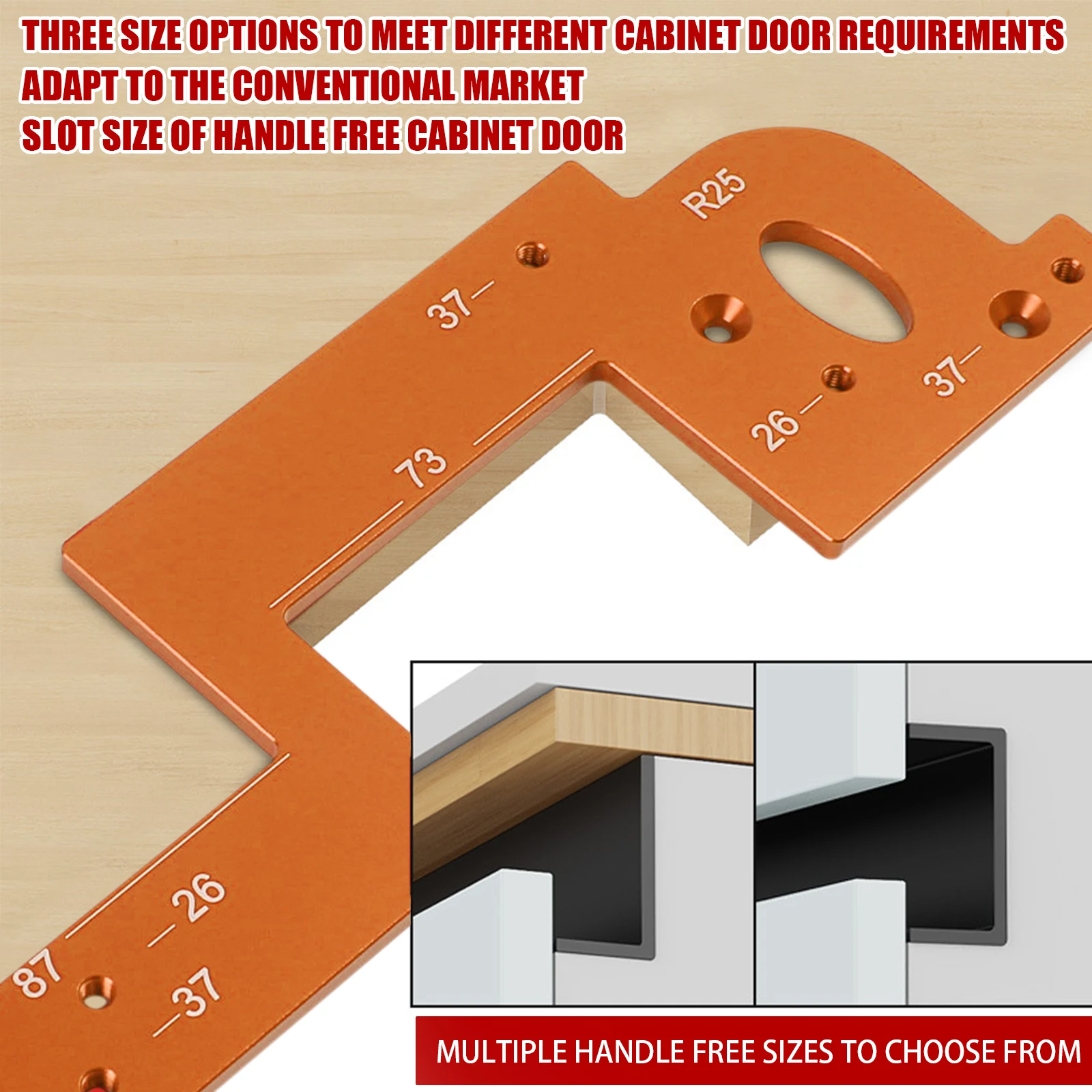 Invisible Embedded Handle Slotting Template Slot Positioning Tool, For Wardrobe, Kitchen Handle, Cabinet Door No Handle Needed