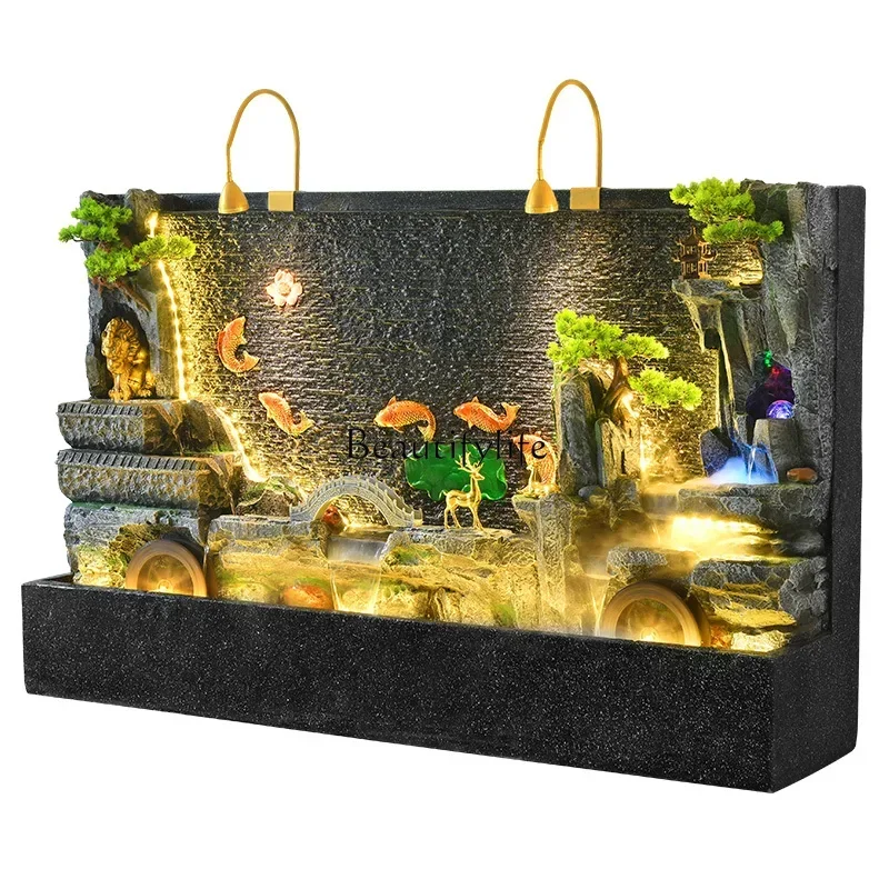 

Water curtain wall living room company hotel entrance lucky landing water fountain ornament