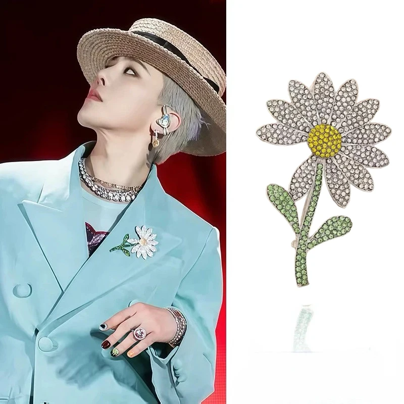 

Kpop G-DRAGON брошь с подсолнухом, булавка для косплея GD, ретро, элегантные значки ручной работы с солнечными цветами, подарки на Хэллоуин для повседневного ношения, фанаты