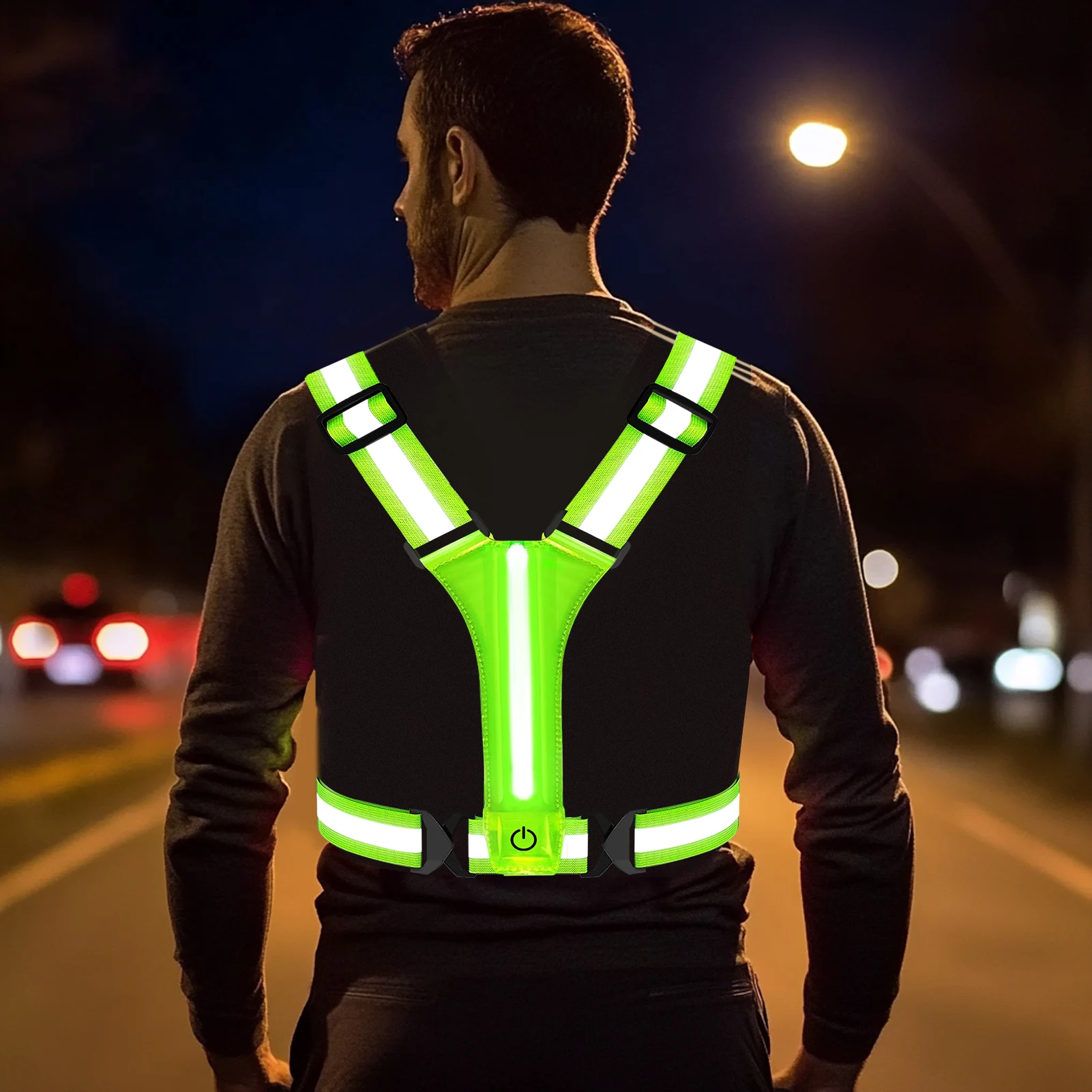 LED Running Vest USB Rechargeable Reflective Cycling Security Vest High Visibility Night Running Riding Clothing for Kids Adults