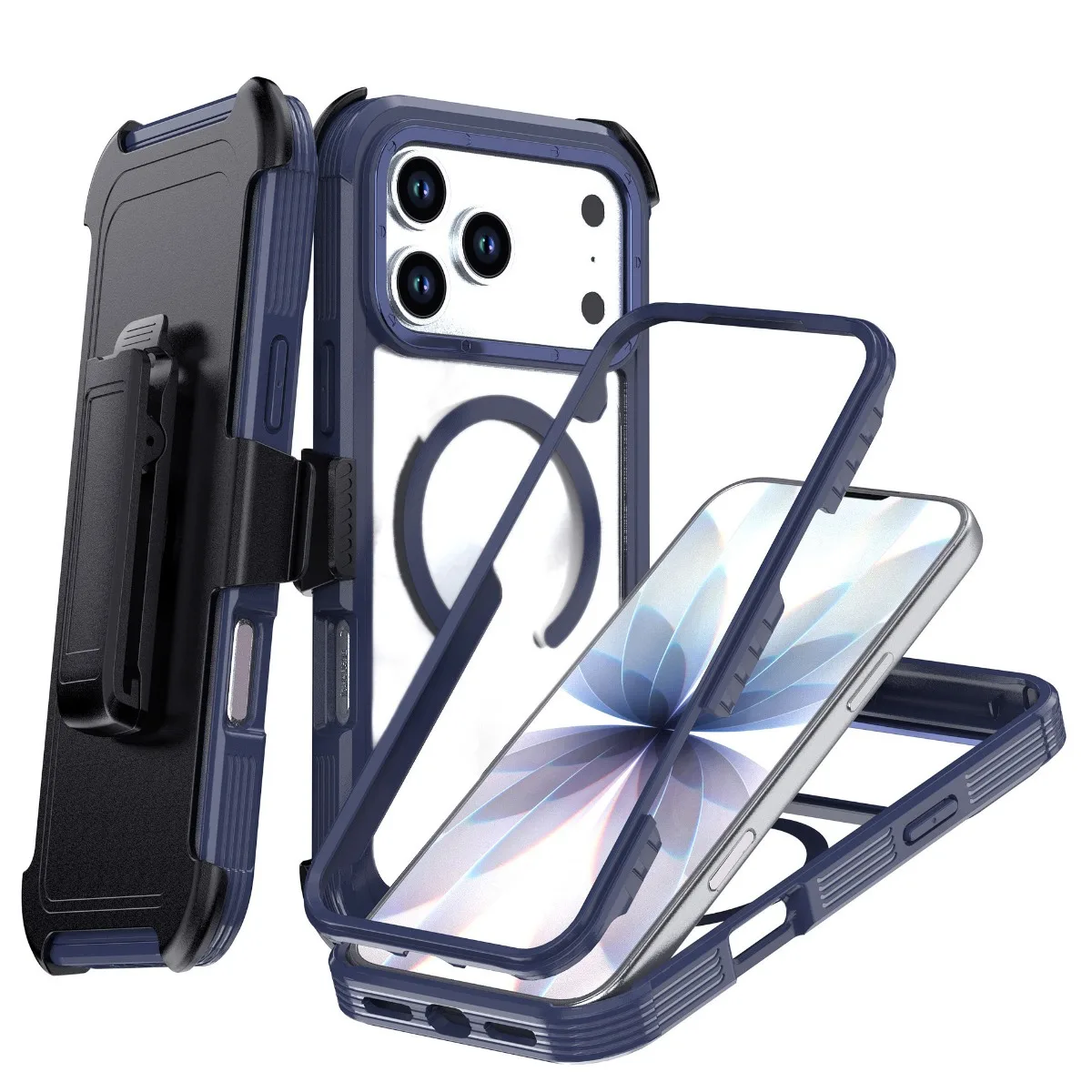 360 °   Mit Rückenclip Hybrid Armor für MagSafe Magnetische Handyhülle für iPhone 17E 16E 17 Pro Max 13 15 14 Plus Acryl Transparente Abdeckung