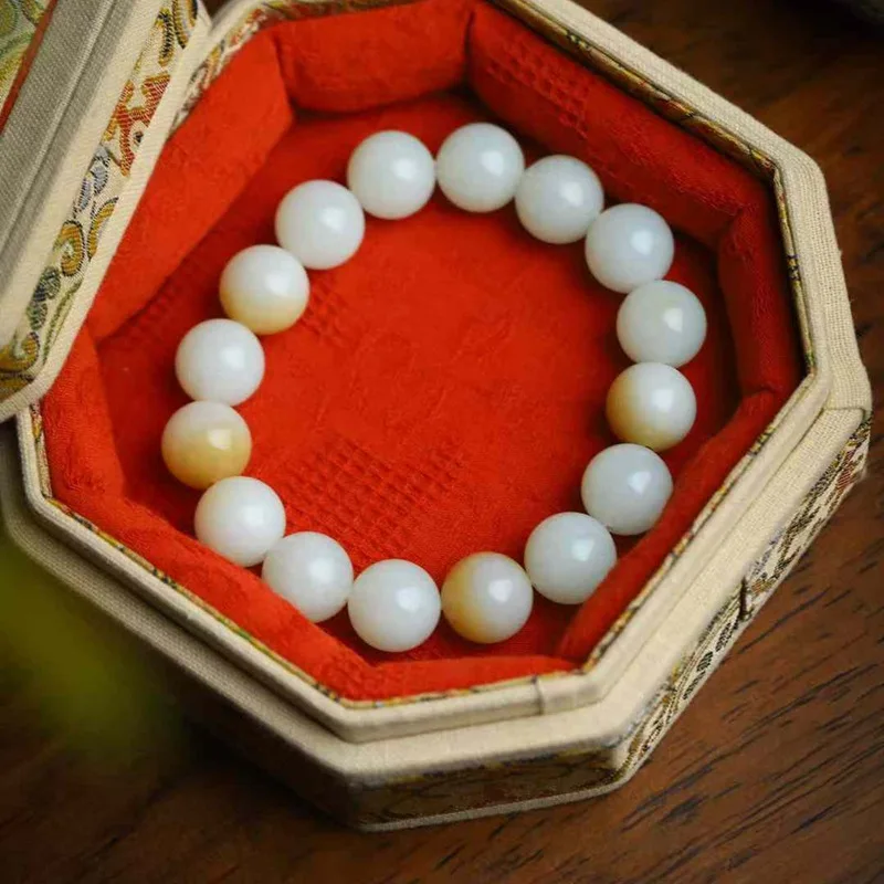 

Натуральный Хэтянь, русский старый материал, Цветные бусины Циаотан, круглый гладкий браслет из нефрита