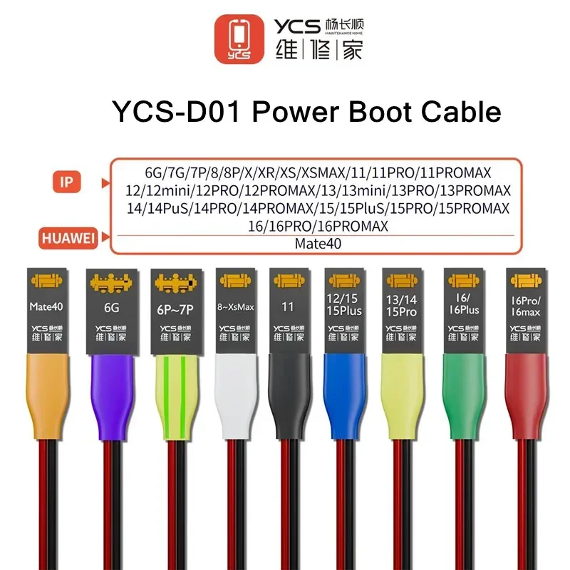 YCS-D01 10 in 1 Power Boot Cable for IP 6-16ProMax HUAWEI Mate40 Mobile Phone Motherboard Battery Clip Testing Power On Line