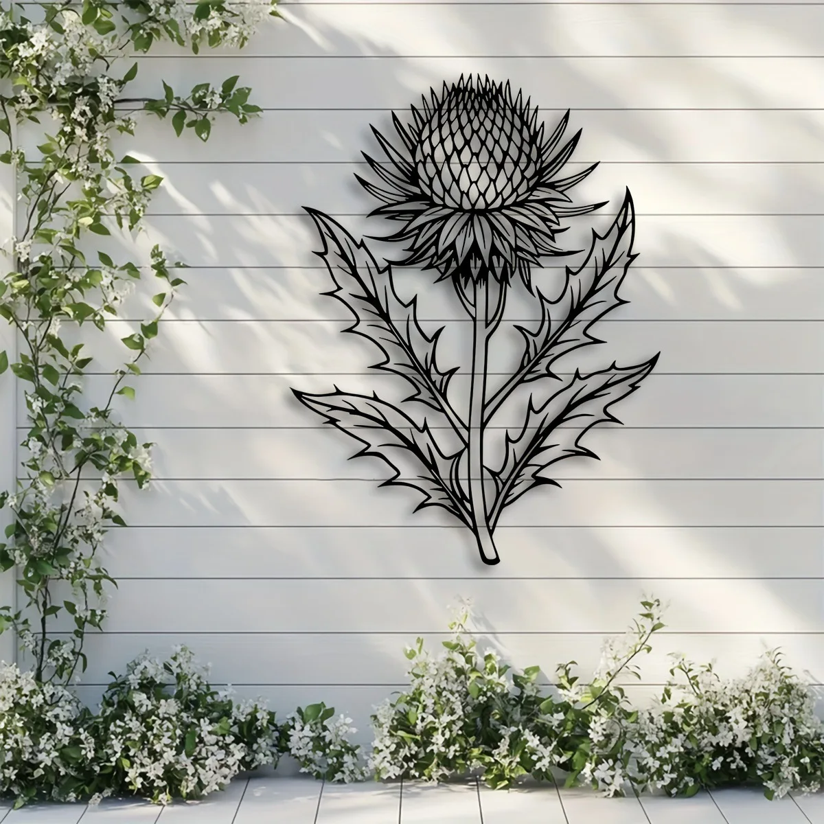 Elegant Iron Wall Art with Scottish Thistle Design - Floral Metal Wall Decor for Living Room Bedroom, Nature Inspired Botanical