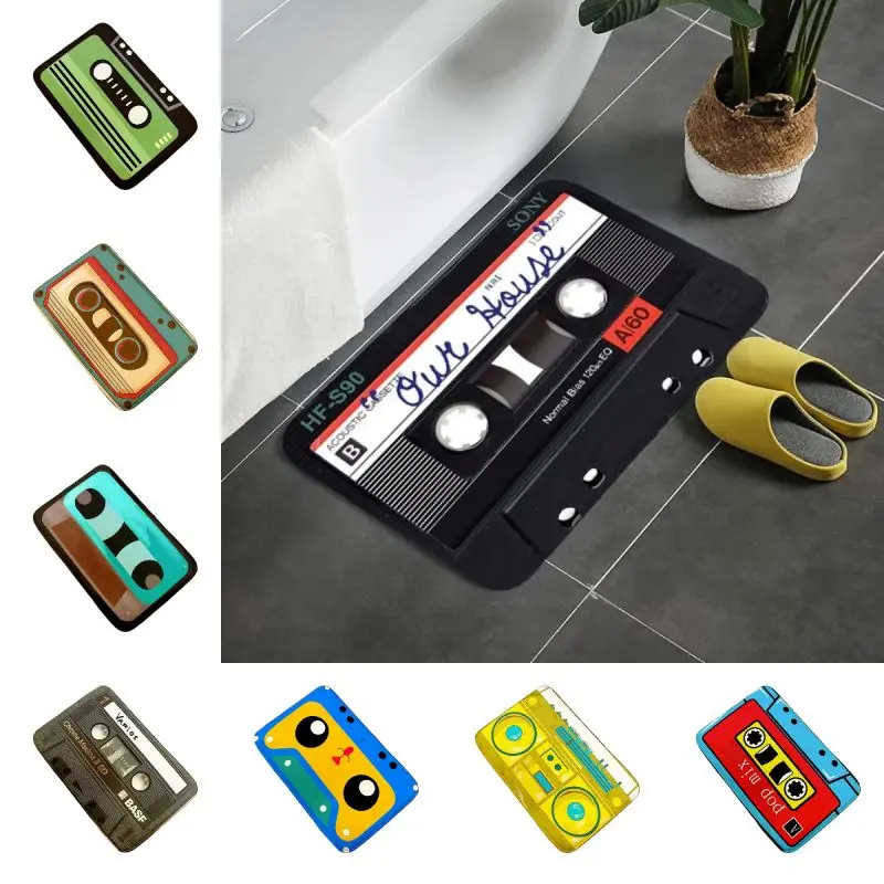 Music Tape Bath Mat Super Absorbent Non Slip Easy To Clean Floor Welcome Doormat Kitchen Rug Living Room Bedroom Entrance Carpet