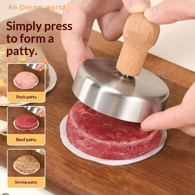 (Stainless Steel Hamburger Meat Press Patty Maker Non-Stick Smashed Burger Mold Heavy Duty BBQ Grill Kitchen Accessories)