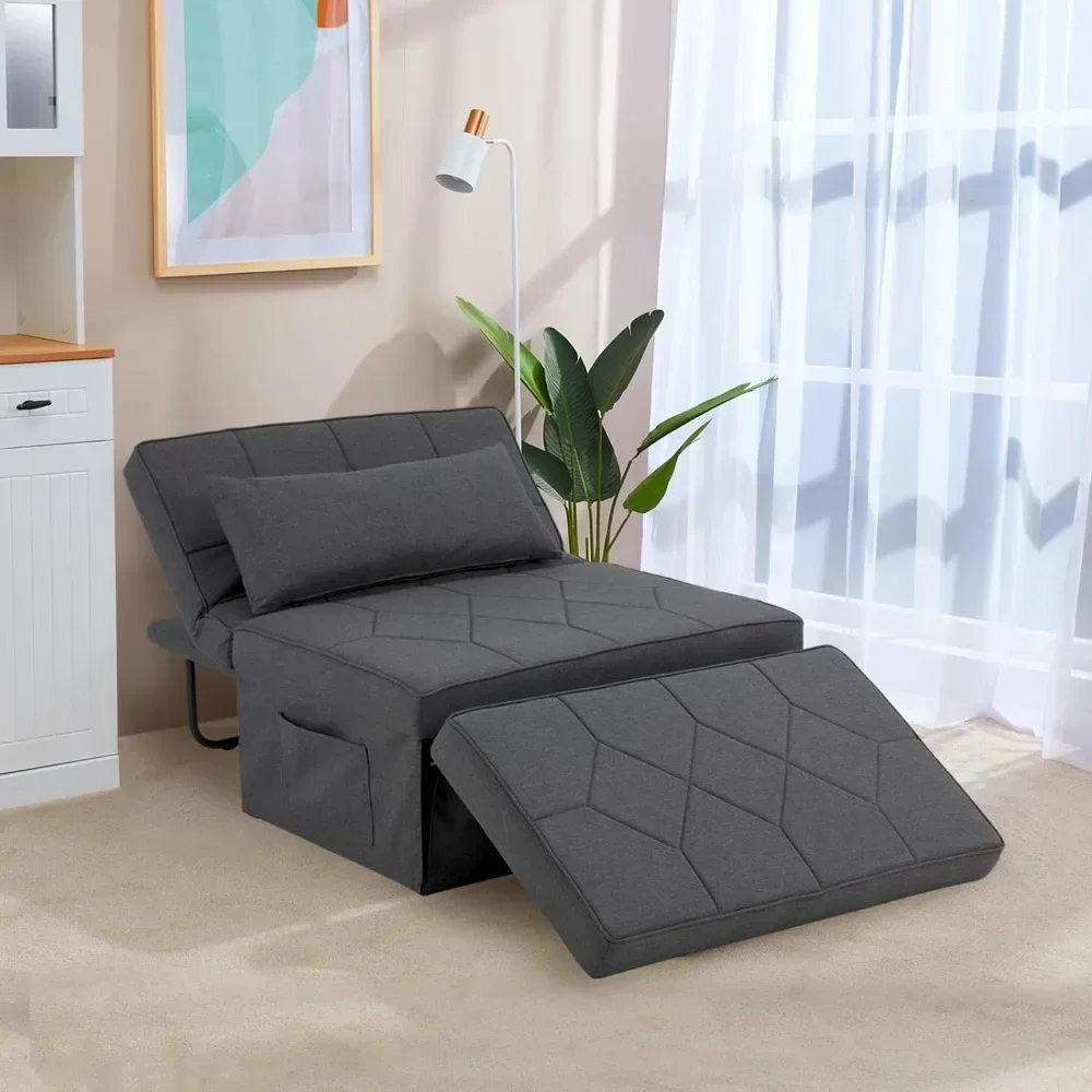 Silla para dormir mejorada, 4 en 1 sofá cama, cama otomana plegable multifunción con respaldo ajustable