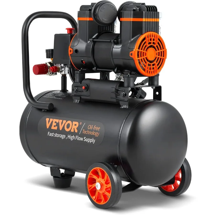 4.8 Gallon Air Compressor 1.2HP 2.2 CFM@90PSI Oil Free Air Compressor Tank with Max Pressure of 116PSI and 70 dB Ultra Quiet Op