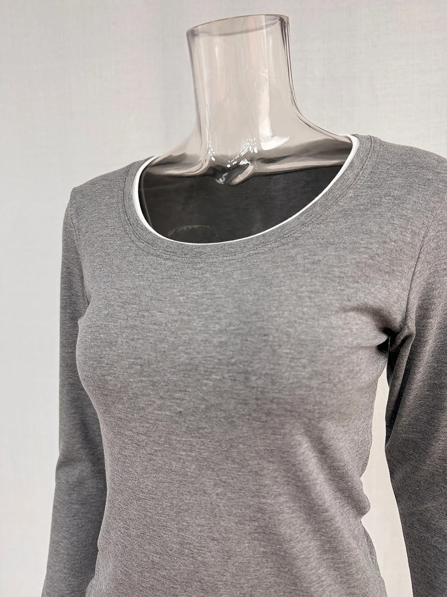 Hirsionsan Sommer Casual Patchwork Dünne T-shirts Frauen Modale Weiche Langarm T-shirts 2025, Neue Casual Weibliche Ästhetische Tops – Detail 12