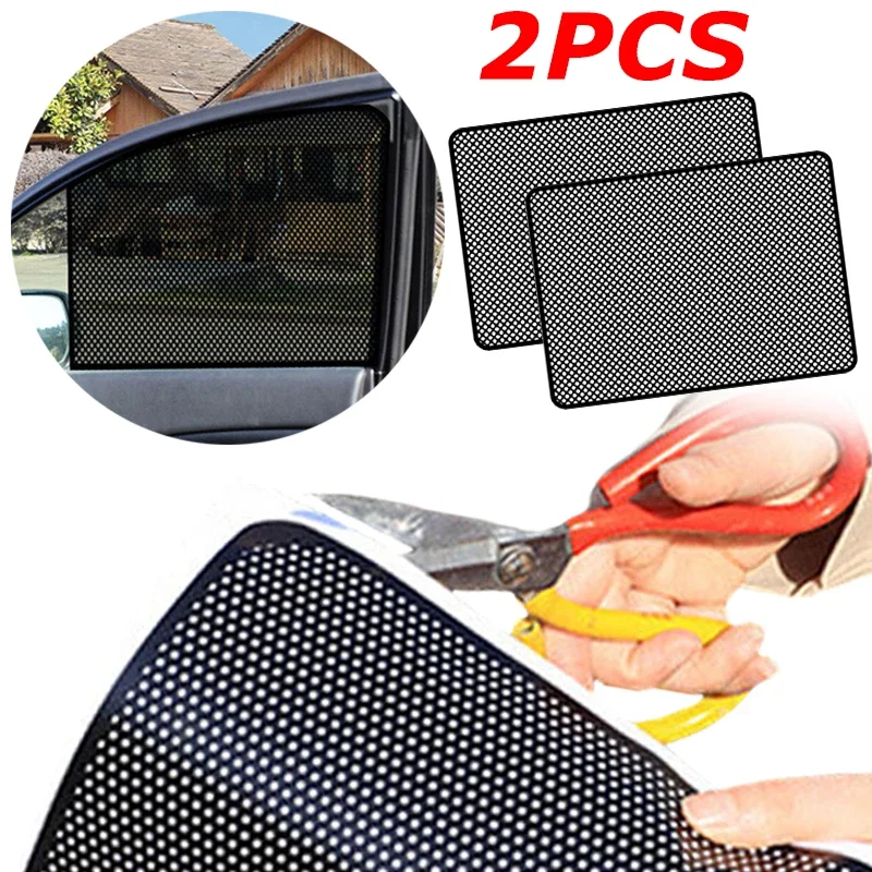 2Pcs/set PVC Car Sunshades Stickers Universal DIY Auto Side Window Sun Shade Film Decal with Small Hole Car Accessories Exterior