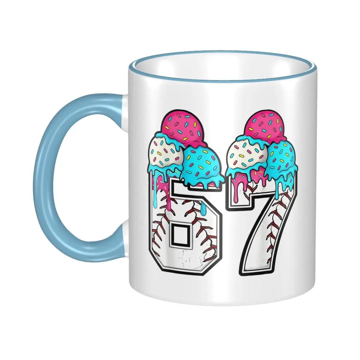 

Six Seven Baseball Ice Cream Drip Cool Meme 67 Funny Number Coffee Mug Novelty Tea Cups For Home