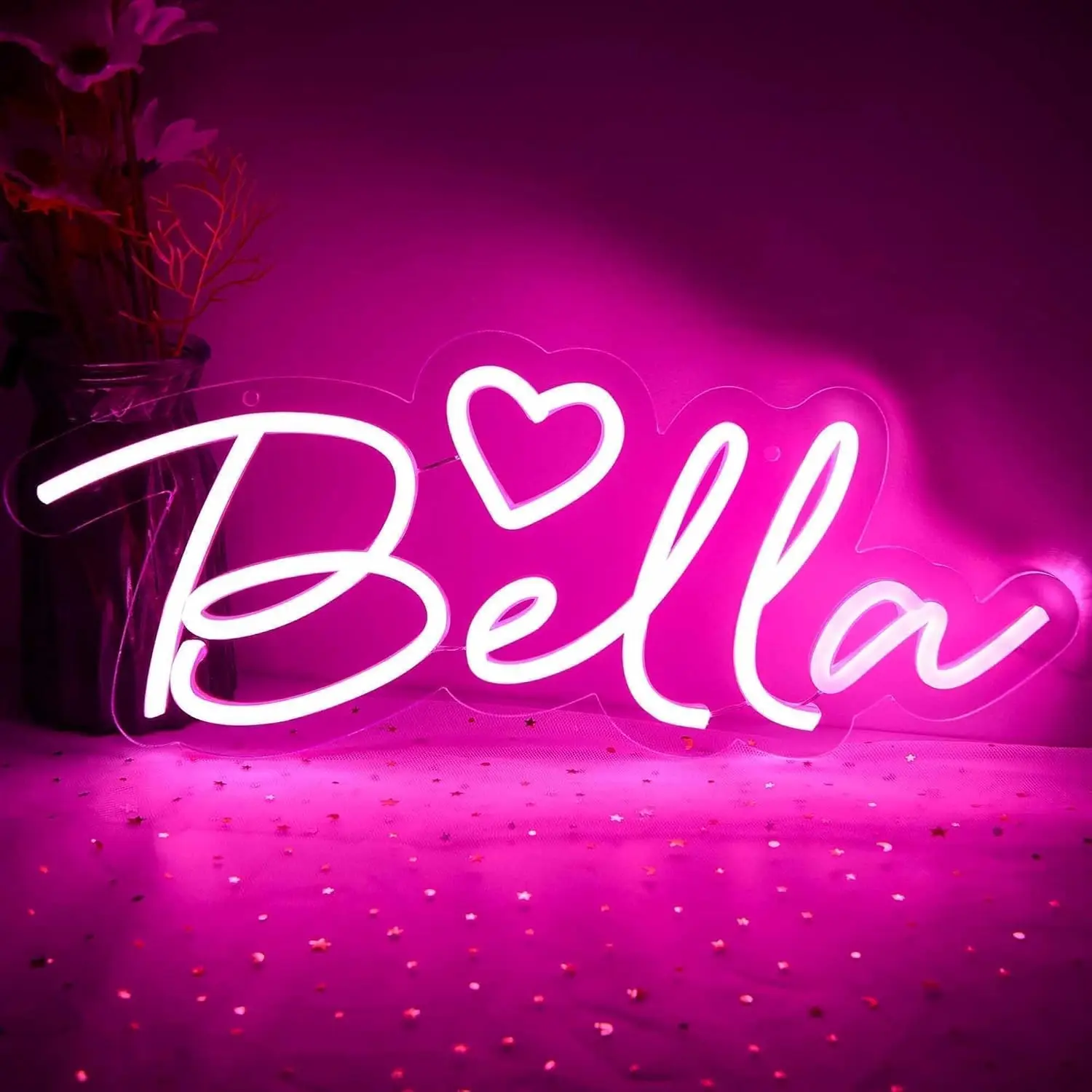 Bella Name Neon Sign Custom LED Neon Light  for Kids Room Bedroom Birthday Party Decoration USB Dimmable Wall Light