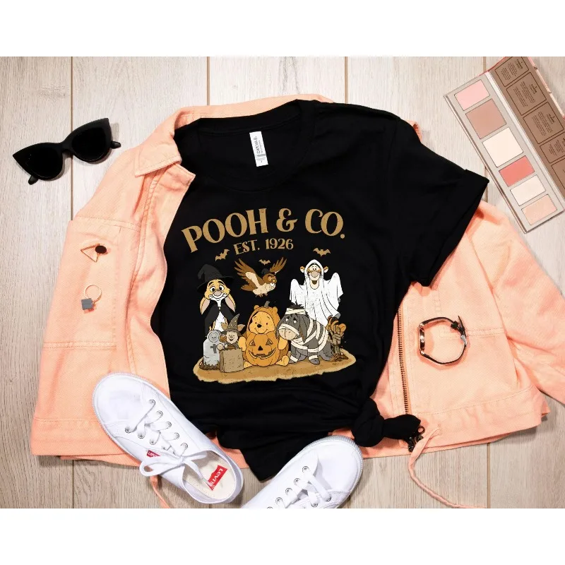 

Рубашки для родителей и детей на Хэллоуин в стиле ретро с Винни-Пухом, рубашки на Хэллоуин с Винни-Пухом и его друзьями, Хэллоуин Диснея