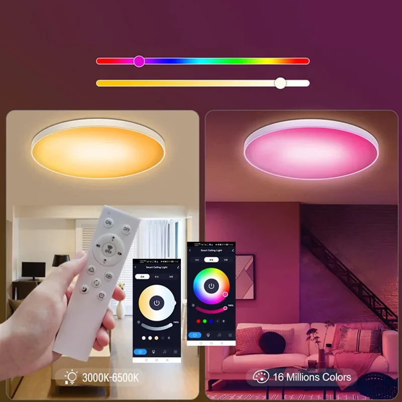 XIAOMI MIJIA ضوء السقف 24 واط LED RGB الحمام مصباح السقف الذكية واي فاي اليكسا جوجل مصباح مقاوم للماء للمنزل غرفة المعيشة ديكور