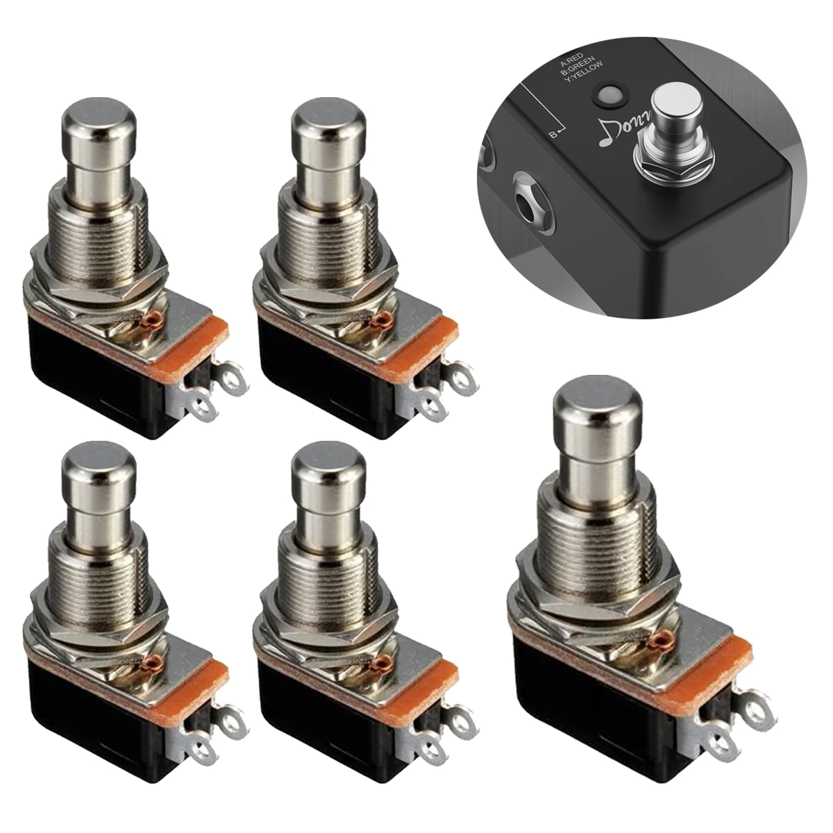 Miwayer 5/10Pcs SPST Momentary Foot Switch - Soft Touch Silent Stomp Button, 2 Pin SPST NO for Guitar Effect Pedal Replacement