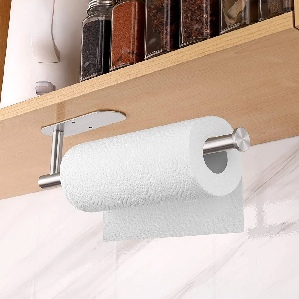 Wand halterung Toiletten handtuch Papier halter Kleber schwarz Silber Küchen rolle Papierst änder hängen Servietten regal Bad zubehör wc