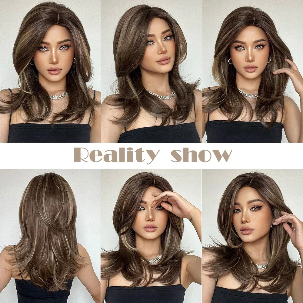 Glueless HIghlight Blond Brown Long 26