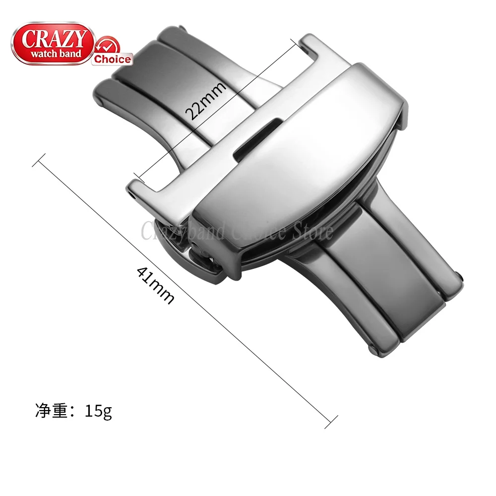 Stainless Steel Butterfly Buckle Polished Matte Button Universal WatchBand Buckles 16mm18mm20mm22mmLeather Strap Clasp Accessory view 6