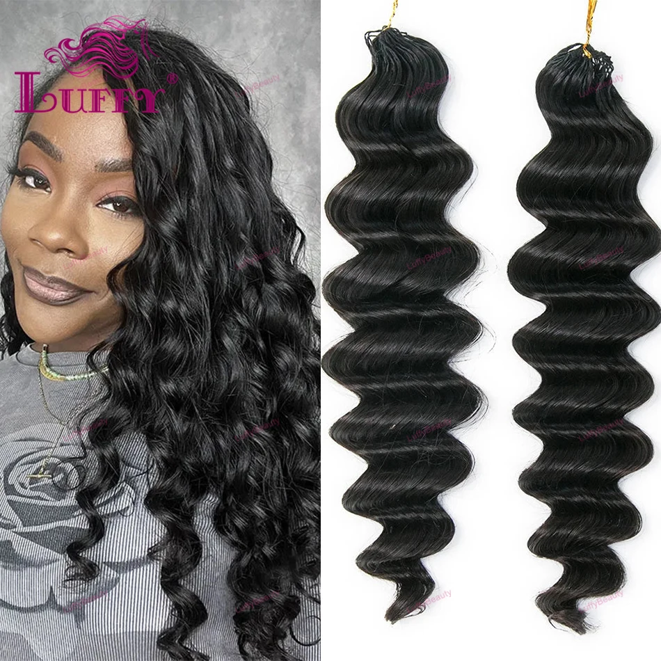 

Loose Deep Wave Crochet Human Hair Pre-Separated Knotless Invisible Micro Loop Human Hair Bundles Feather Hair Extensions